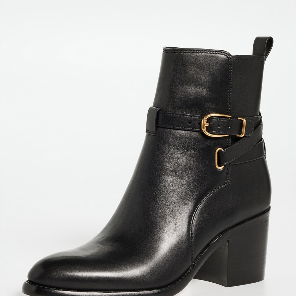 EUC - VERONICA BEARD SOHELIA BLACK LEATHER ANKLE BOOTIE...SIZE 7.5
